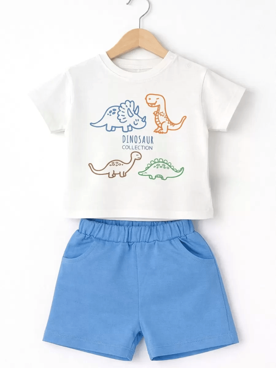 6/24 Ay Dino Baskılı Basic Bebek Takımı