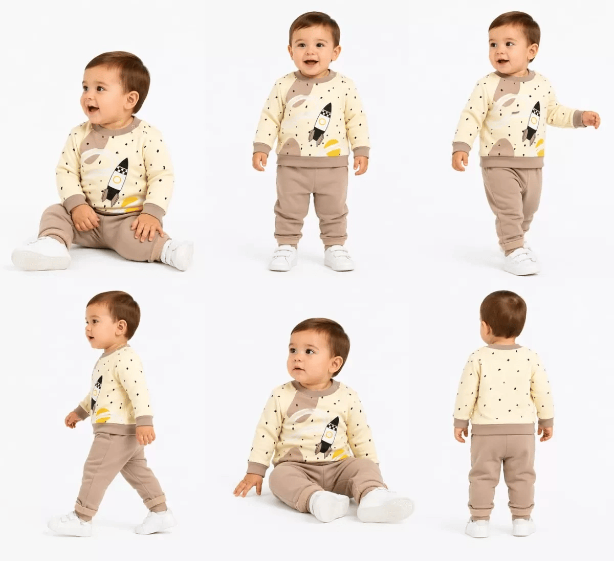 6/24 Ay Uzay Mekiği Baskılı Bebek Takımı