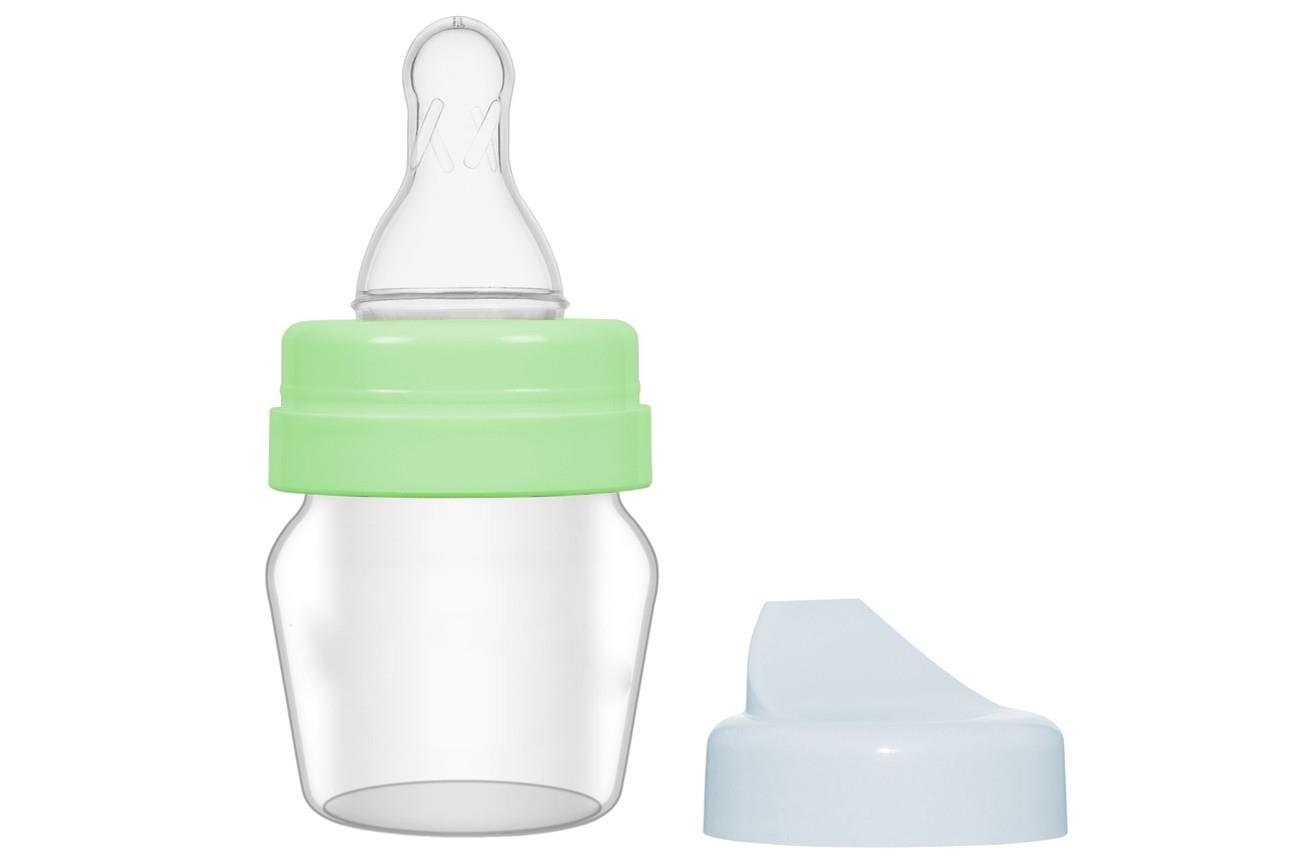 Bambino Biberon Silikon Emzik Mini Cam 30 ml - Yeşil
