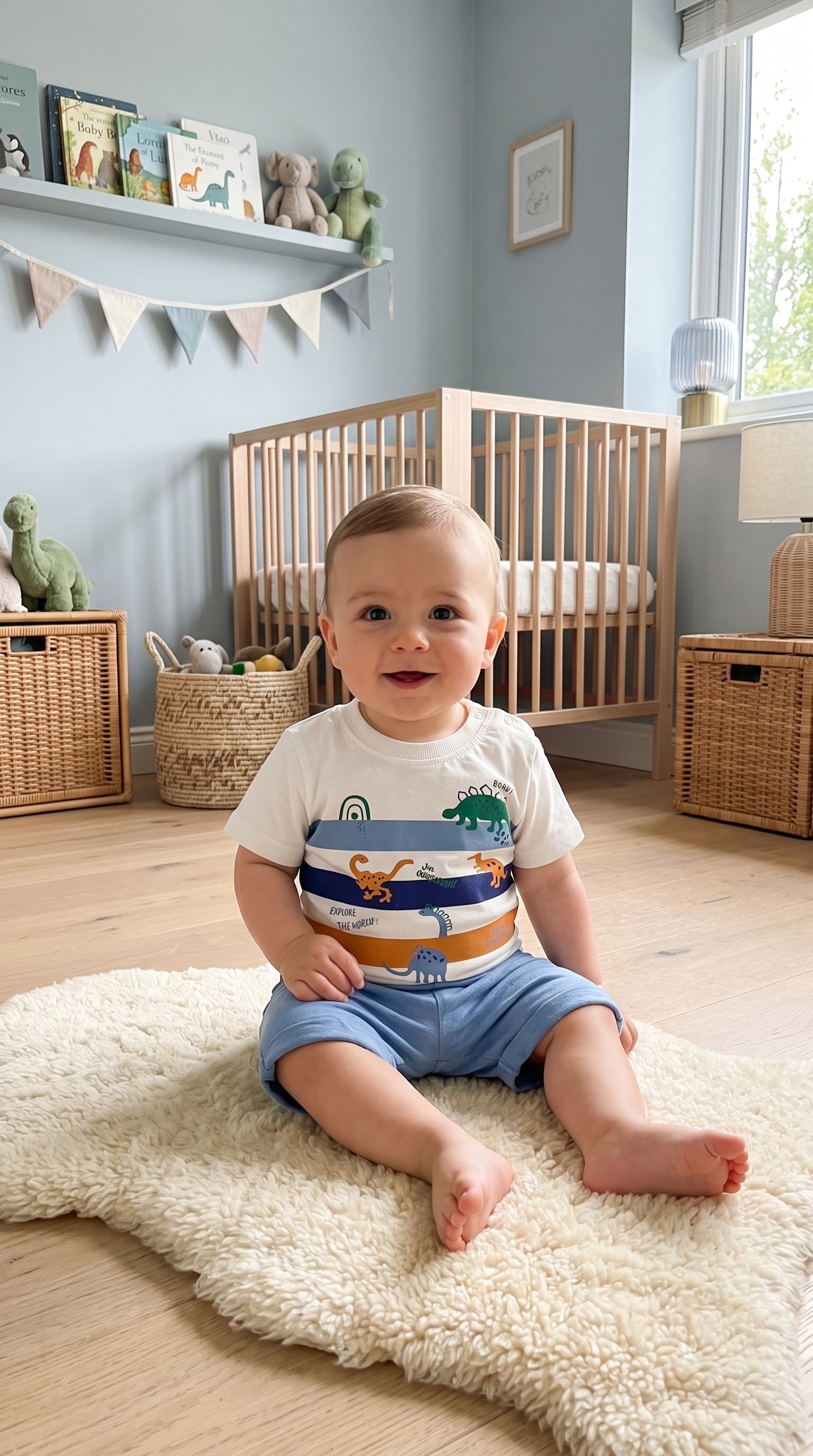 Çizgili Dinozor Erkek Bebek Şortlu Takım (9-18 Ay)Wizly BabyGünlük Rahatlık