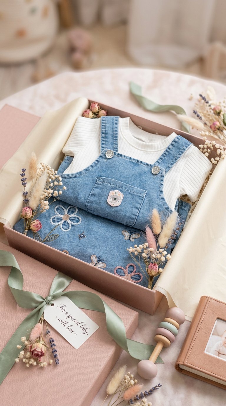 Kelebekli ve Çiçek Nakışlı 2'li Kot Jile Takımı (9-18 Ay)Wizly BabyGünlük Rahatlık