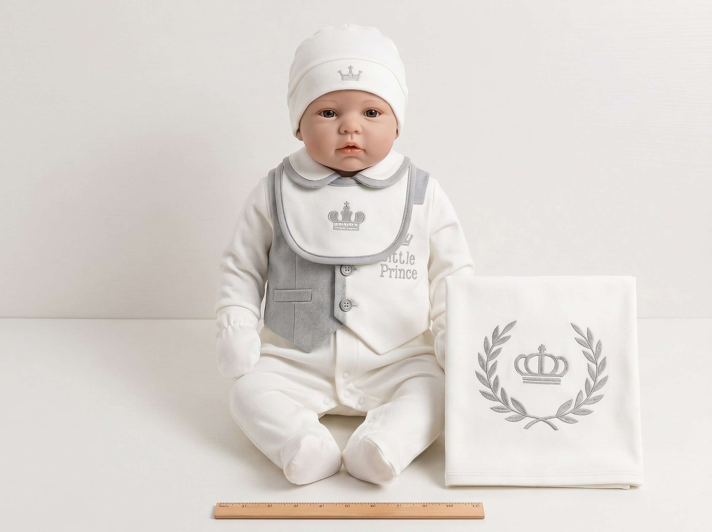 Little Prince Nakışlı 7 Parça Lüks Yeni Doğan Hastane Çıkış SetiWizly BabyHastane Çıkış Setleri