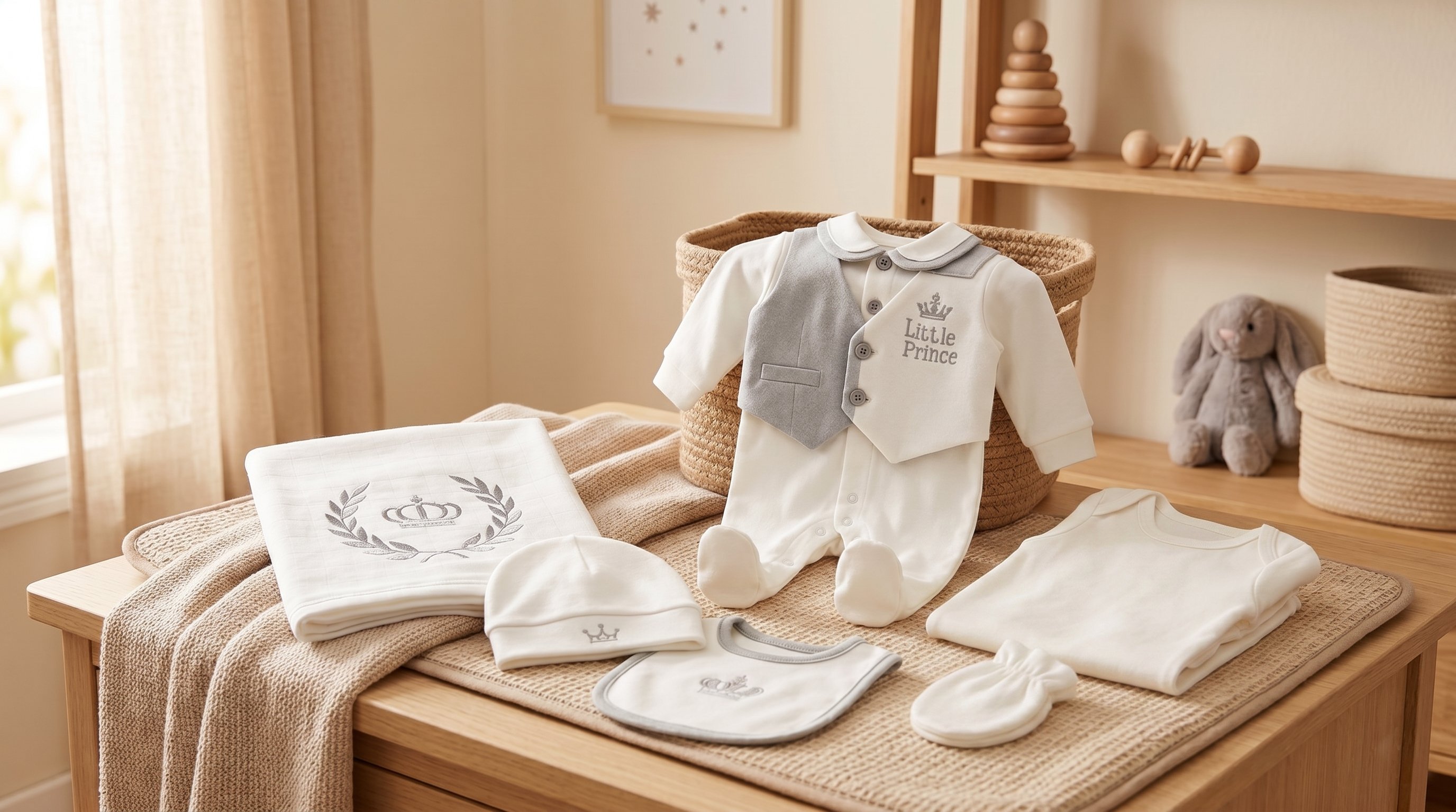 Little Prince Nakışlı 7 Parça Lüks Yeni Doğan Hastane Çıkış SetiWizly BabyHastane Çıkış Setleri