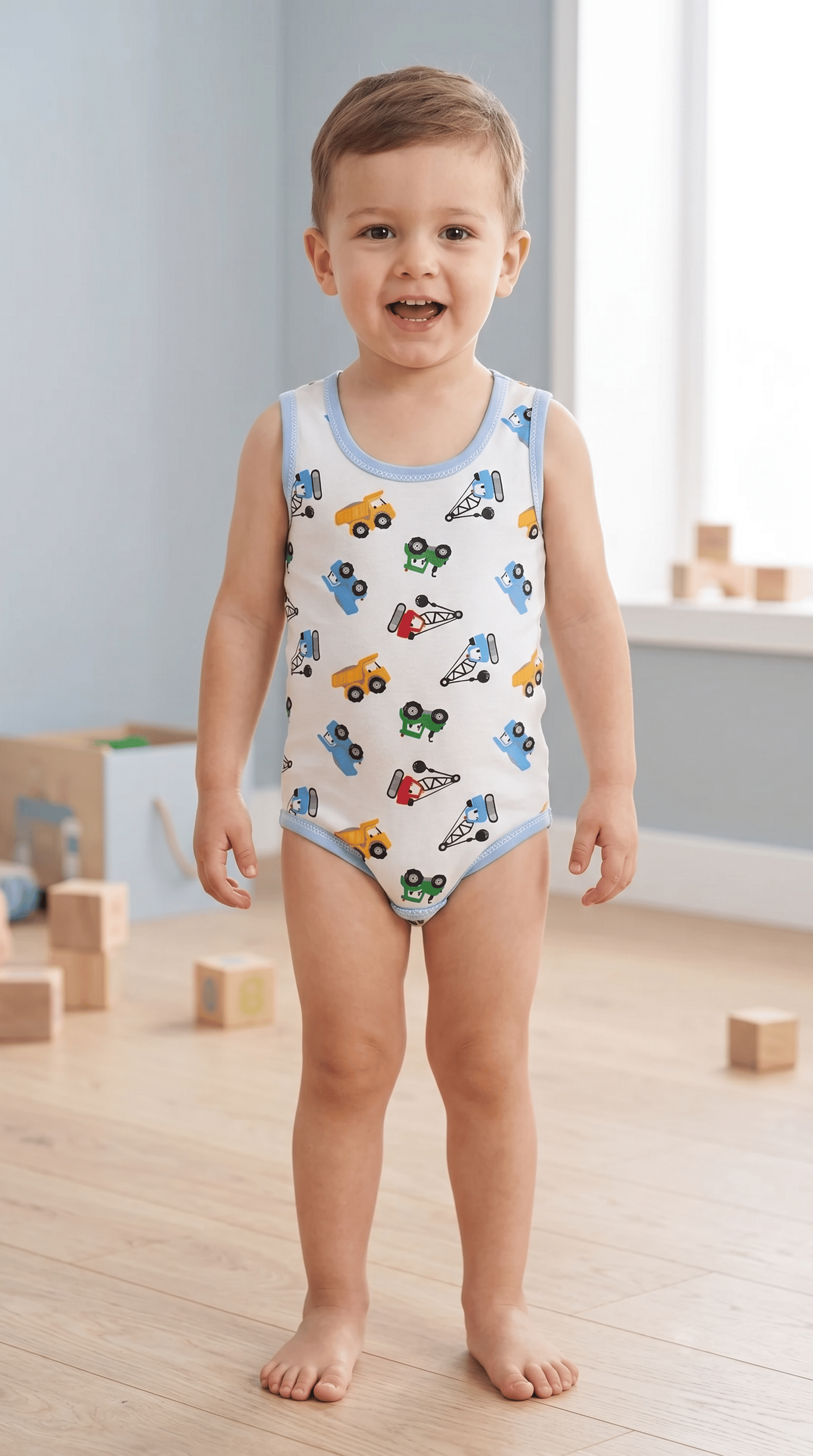 Mavi Traktör Desenli Tek Body (4-5 Yaş)Wizly BabyBebek Body