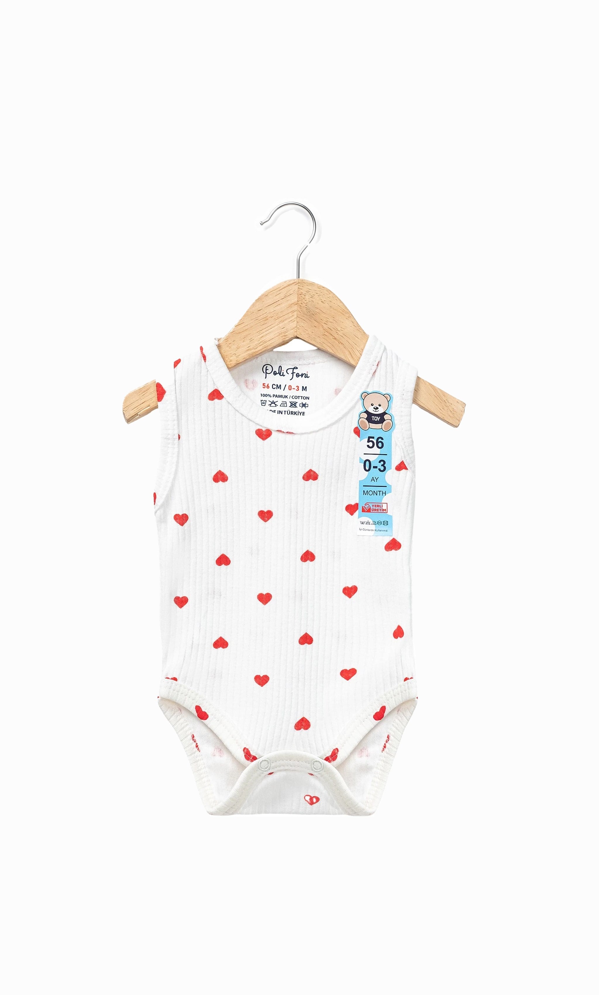 Minik Kalp Desenli Askılı Body (3-9 Ay)Wizly BabyBebek Body