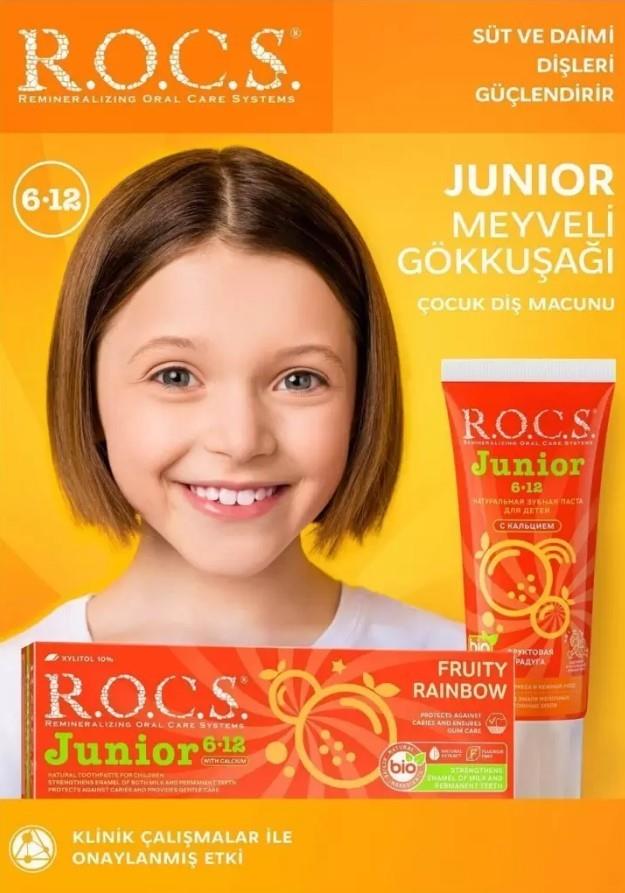 Rocs Junior Meyveli Gökkuşağı 6-12 Yaş Florürsüz Diş Macunu 74 ml