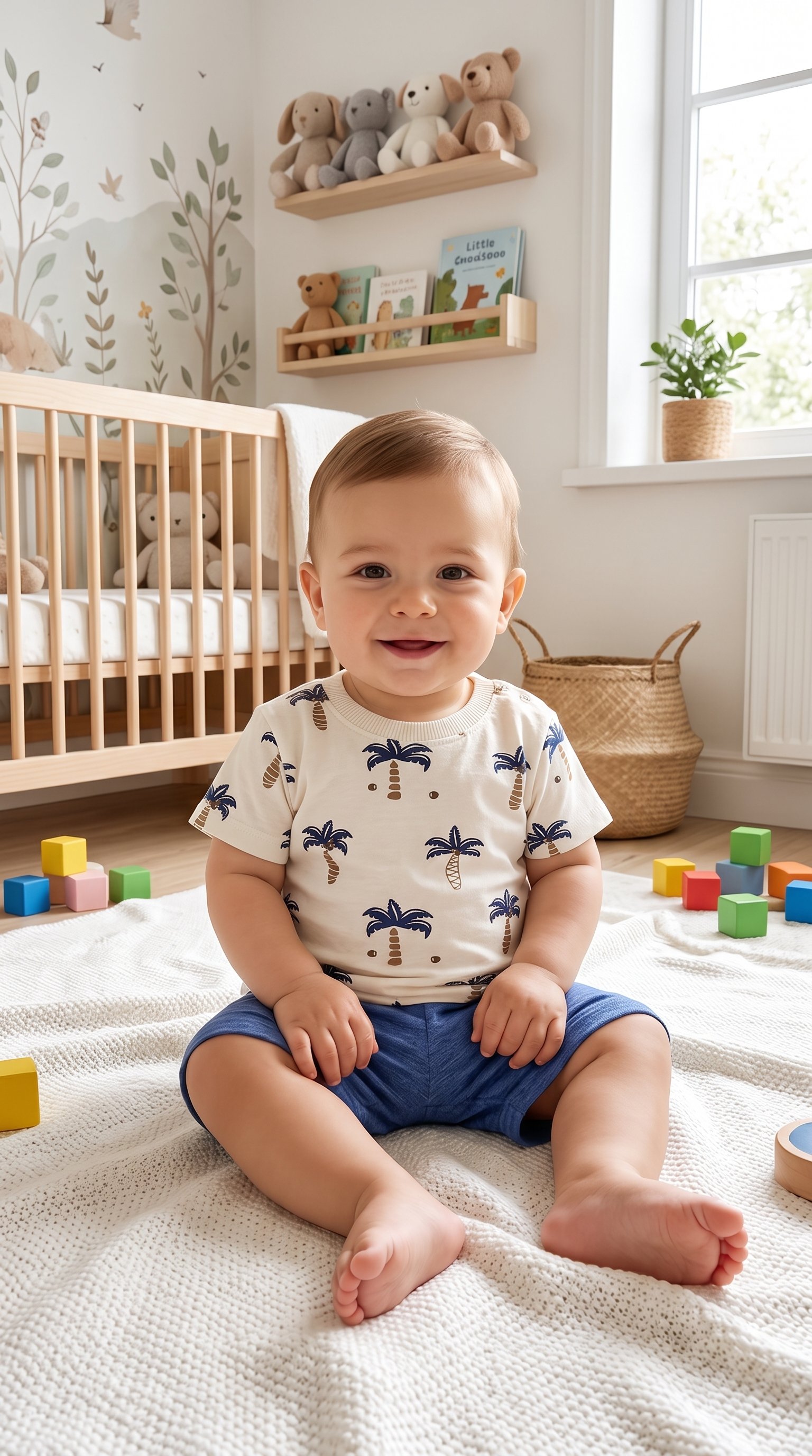 Tropikal Palmiye Baskılı Erkek Bebek Şortlu Takım (9-18 Ay)Wizly BabyGünlük Rahatlık