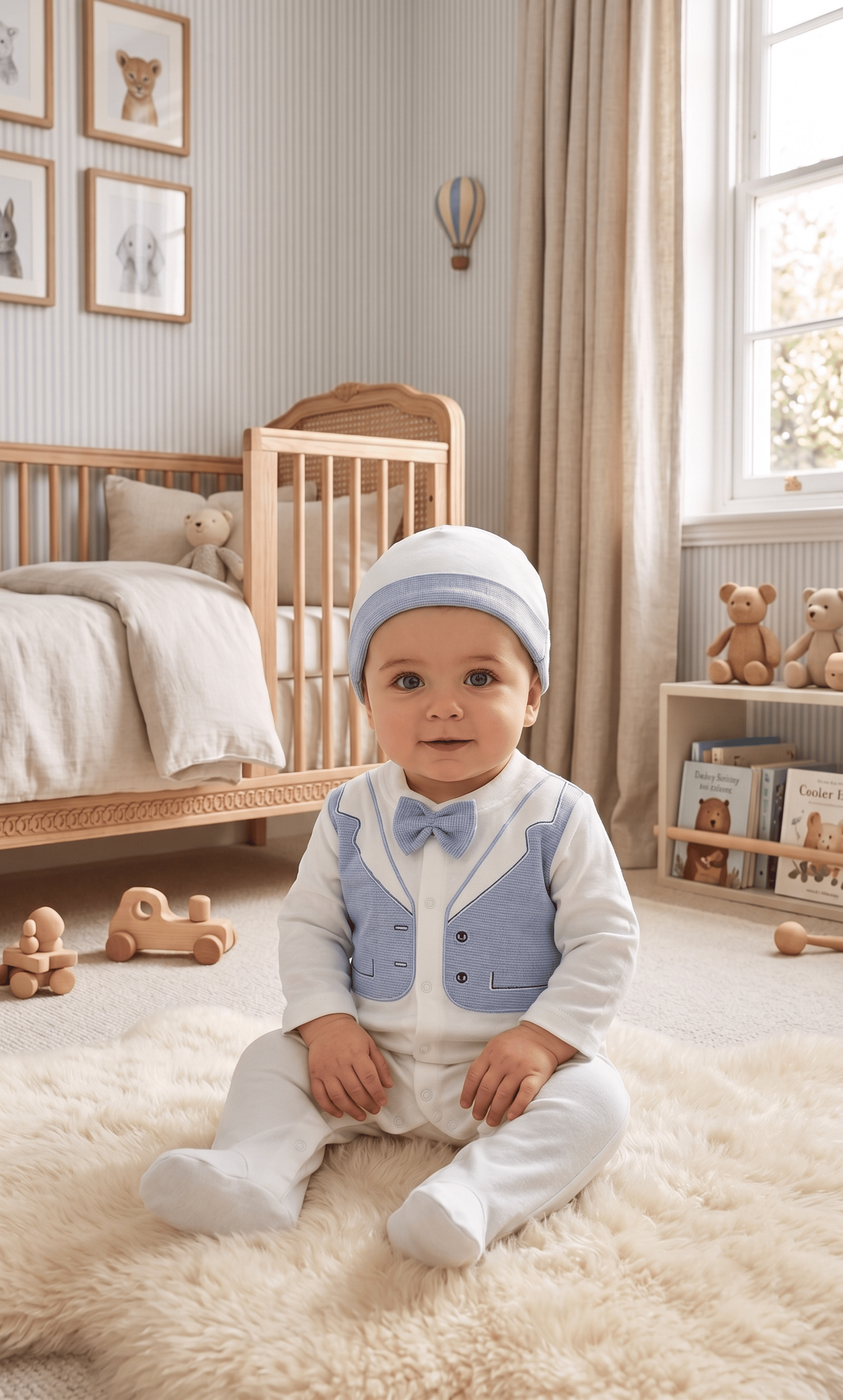 Yelek Görünümlü Papyonlu Erkek Bebek Tulum (3-9 Ay)Wizly BabyUyku Dünyası