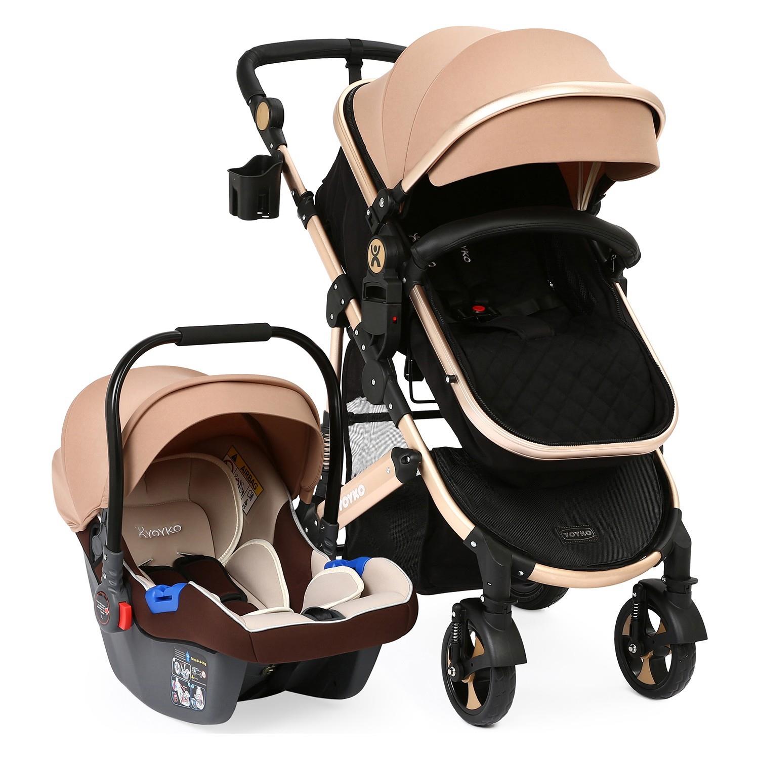 Yoyko Ultimate Travel Sistem Bebek Arabası 3 in 1 Coffee Rose
