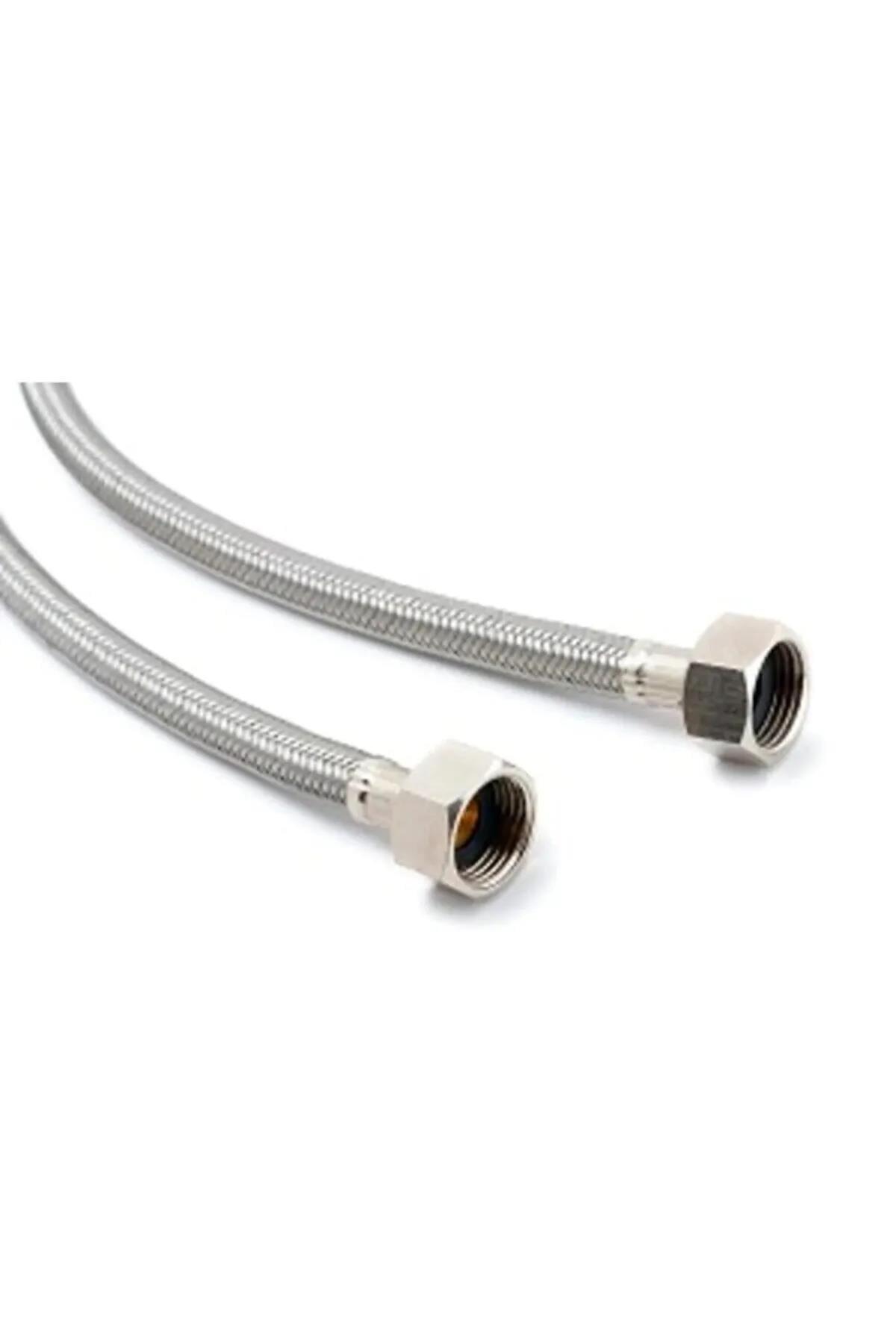 1/2-1/2 Termosifon & Şofben-Pas.Çelik Örgülü Flexıble Bağlantı Hortumu 90 Cm