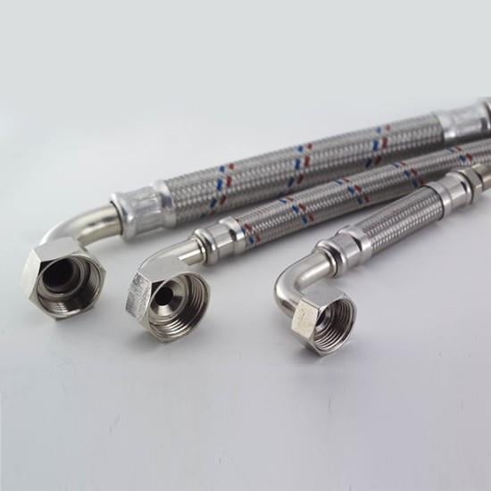 3/8 E-3/8 Paslanmaz Çelik Örgülü Dirsekli Flexıble Bağlantı 30 Cm