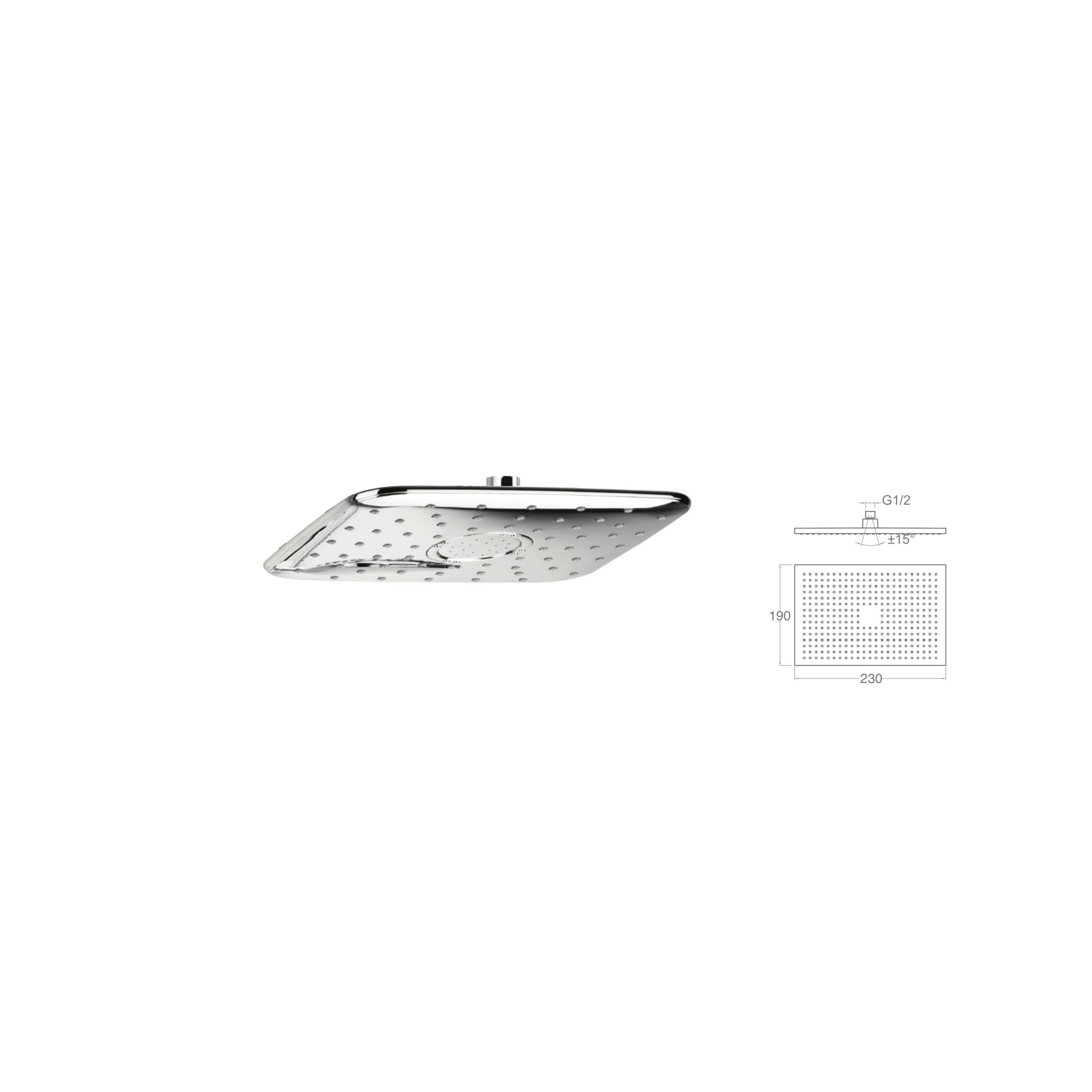 ABS KROM KAPLI DİKDÖRTGEN TEPE DUŞU - 230*190 MM