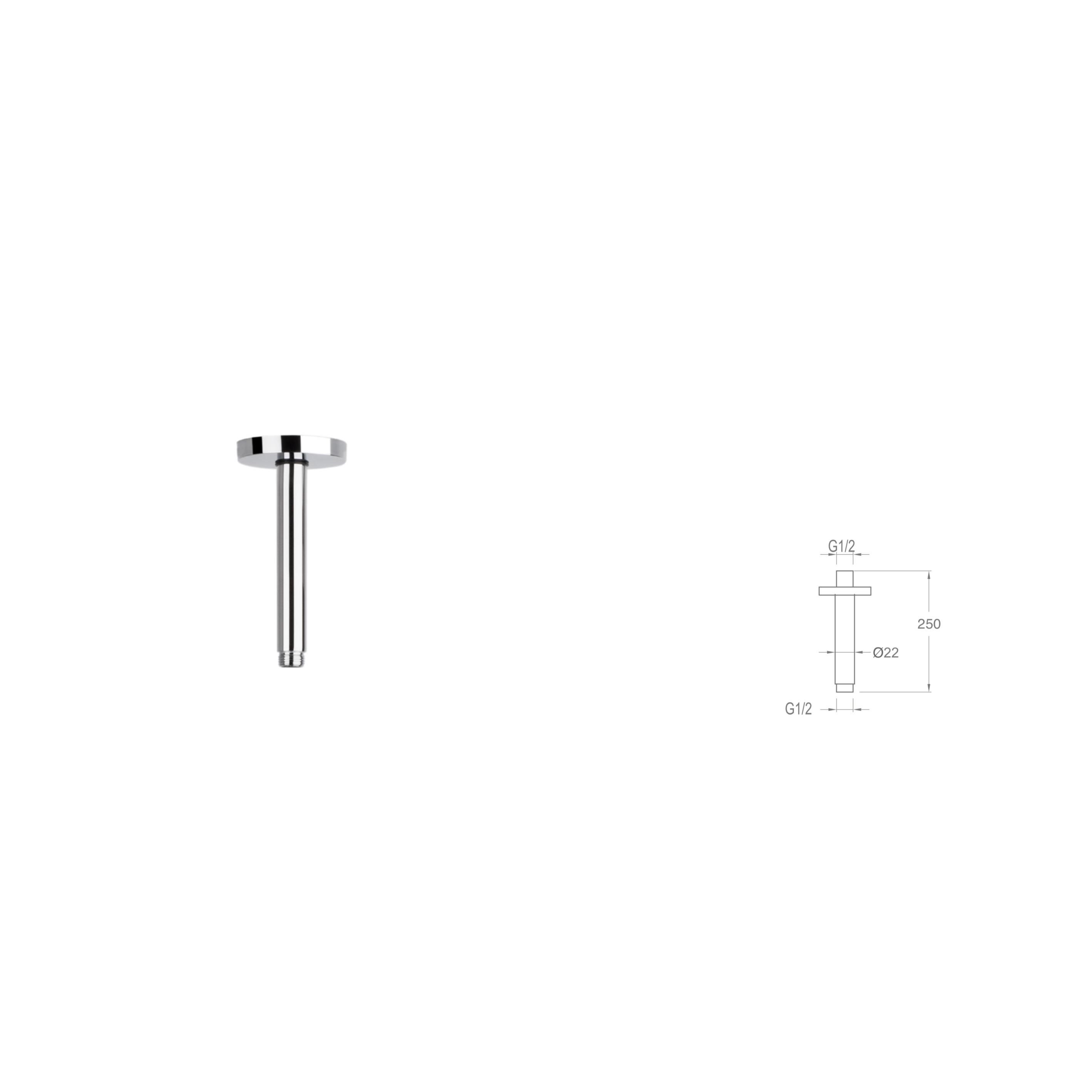 ANKASTRE BORU-250 MM Ø20MM YUVARLAK PASLANMAZ TEPE
