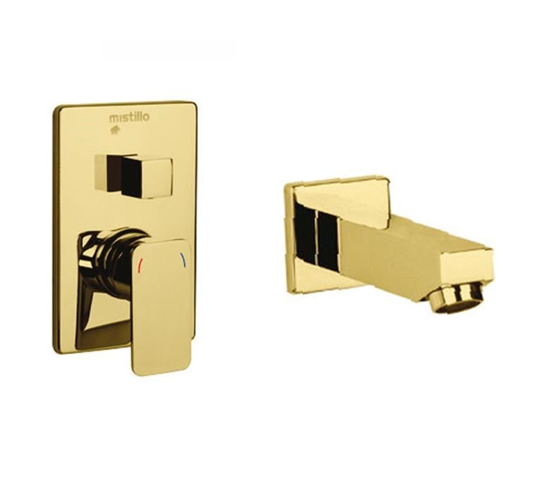 Ankastre Duş Seti 3 Yönlü Kare 200x200 mm – Paslanmaz Pirinç Gold