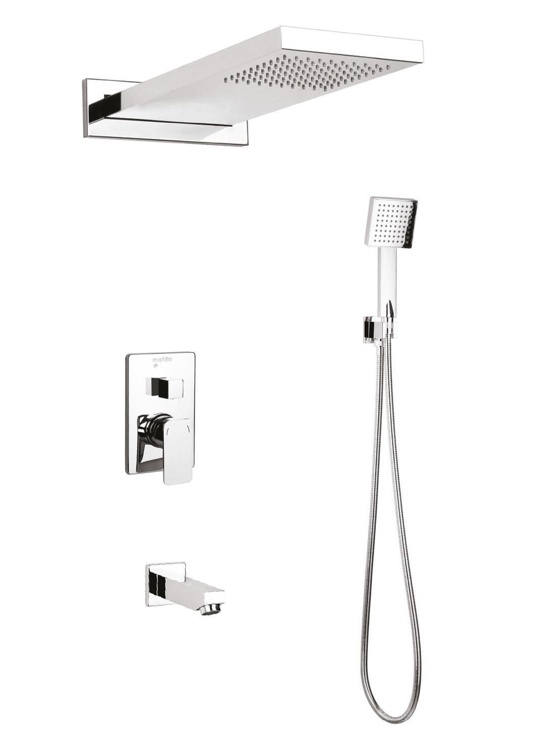 Ankastre Duş Seti 3 Yönlü Yağmur Panel 550x220 mm SUS 304 – Paslanmaz Pirinç Krom Kaplama