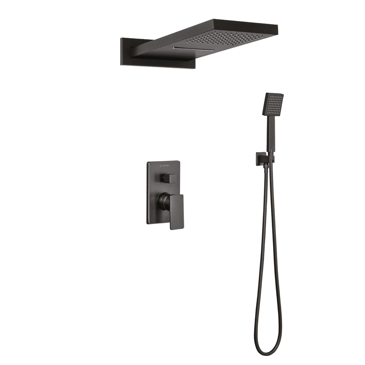 Ankastre Duş Seti 3 Yönlü Yağmur Panel&Şelale 550x220 mm SUS 304 – Paslanmaz Pirinç Siyah