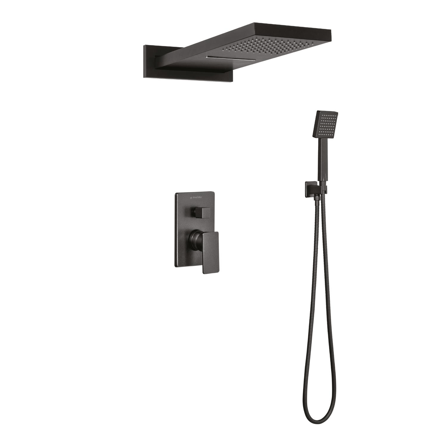 Ankastre Duş Seti 3 Yönlü Yağmur Panel&Şelale 550x220 mm SUS 304 – Paslanmaz Pirinç Siyah
