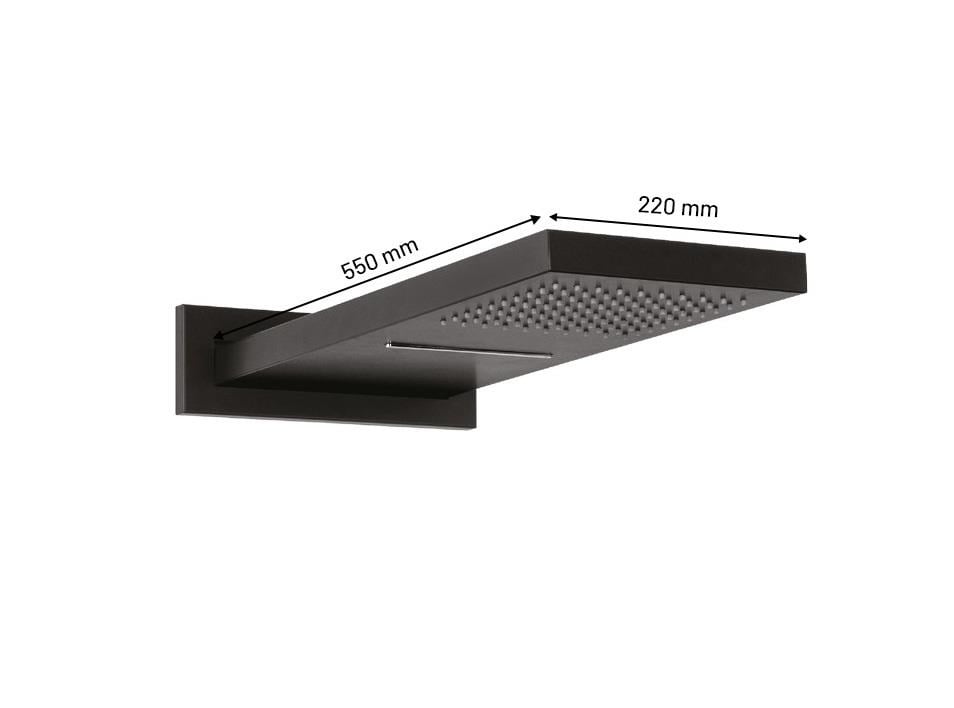 Ankastre Duş Seti 3 Yönlü Yağmur Panel&Şelale 550x220 mm SUS 304 – Paslanmaz Pirinç Siyah