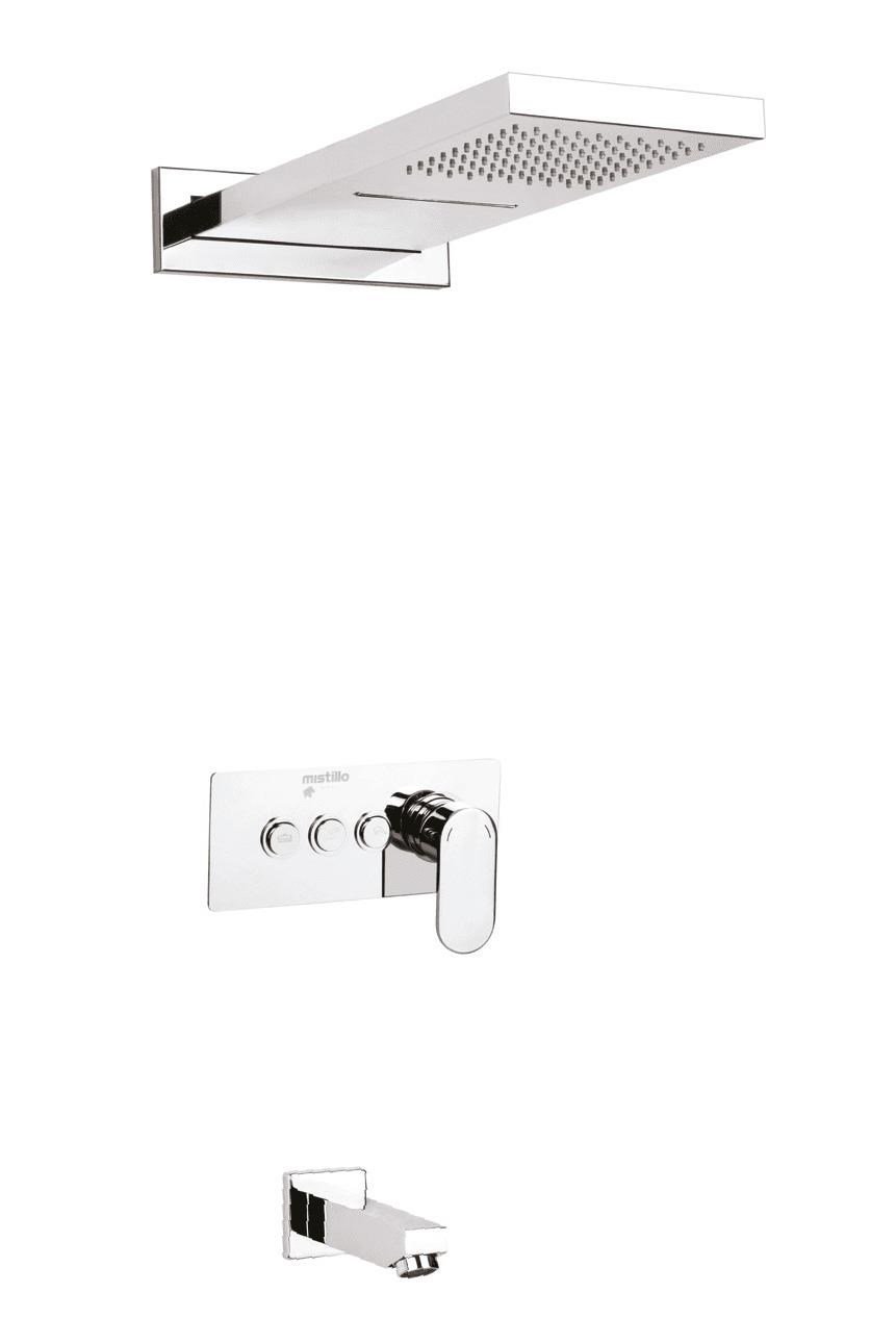 Ankastre Duş Seti 550x220 mm Şelale&Yağmur Panel 3 Yönlü Butonlu SUS 304 Paslanmaz Pirinç Krom Kap