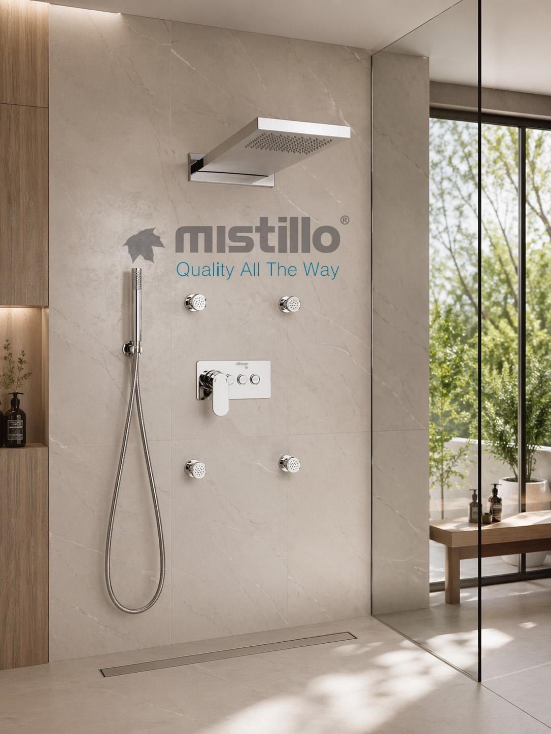 Ankastre Duş Seti 550x220 mm Yağmur Panel&Masal Jeti 3 Yönlü Butonlu SUS 304 Paslanmaz Pirinç Krom Kap