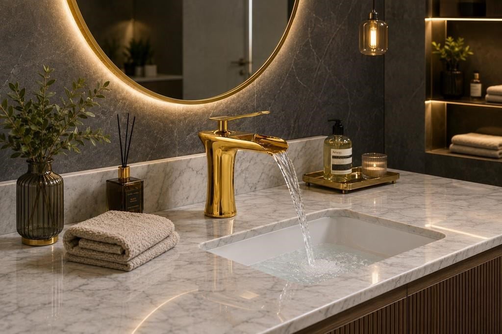 EDGE KISA LAVABO BATARYASI PARLAK ALTIN