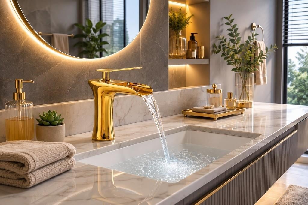 EDGE KISA LAVABO BATARYASI PARLAK ALTIN