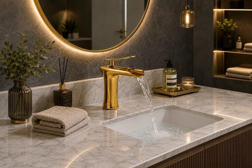 EDGE KISA LAVABO BATARYASI PARLAK ALTIN