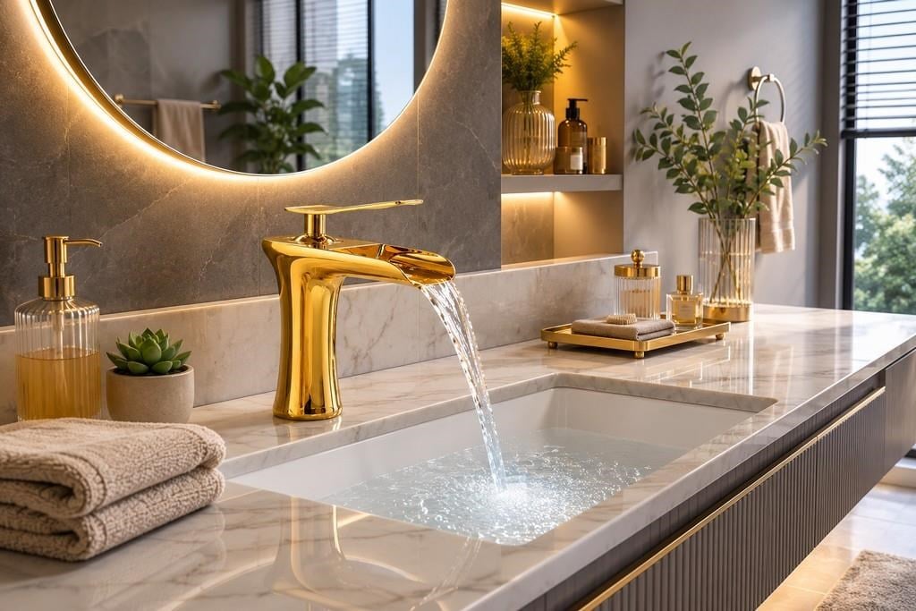 EDGE KISA LAVABO BATARYASI PARLAK ALTIN