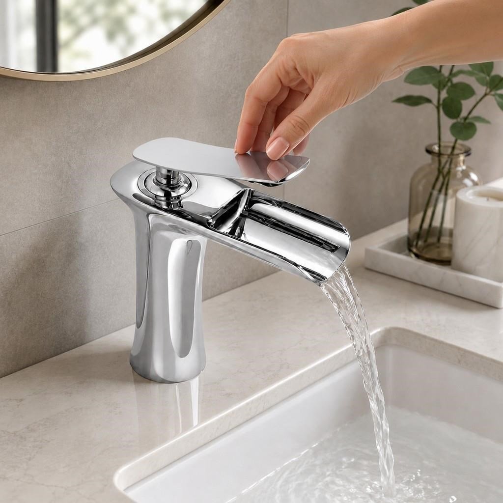 EDGE KISA LAVABO BATARYASI PARLAK KROM
