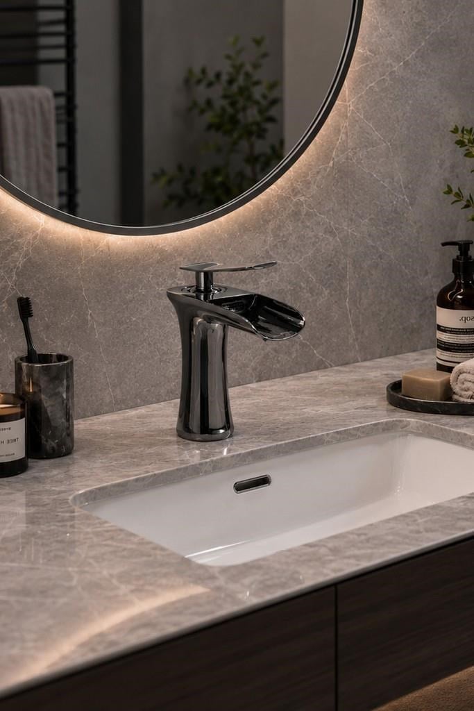 EDGE KISA LAVABO BATARYASI PARLAK PARLAK-FÜME