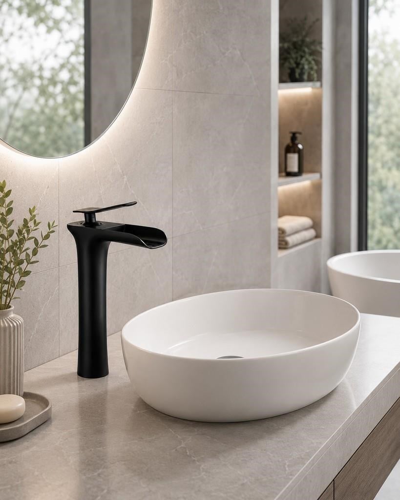 EDGE UZUN LAVABO BATARYASI MAT SIYAH