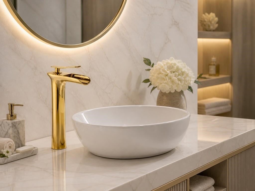 EDGE UZUN LAVABO BATARYASI PARLAK ALTIN