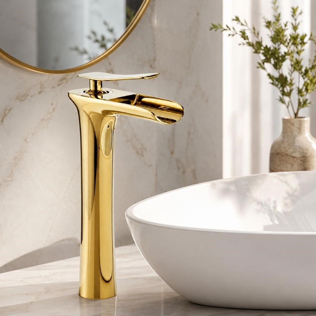 EDGE UZUN LAVABO BATARYASI PARLAK ALTIN