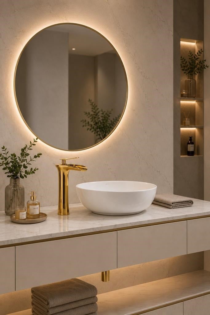 EDGE UZUN LAVABO BATARYASI PARLAK ALTIN