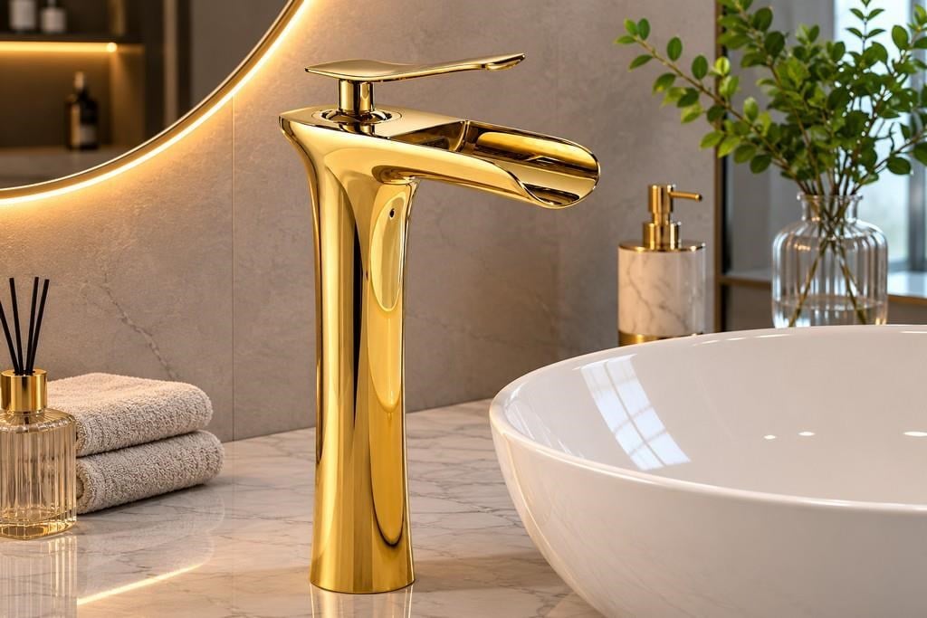 EDGE UZUN LAVABO BATARYASI PARLAK ALTIN