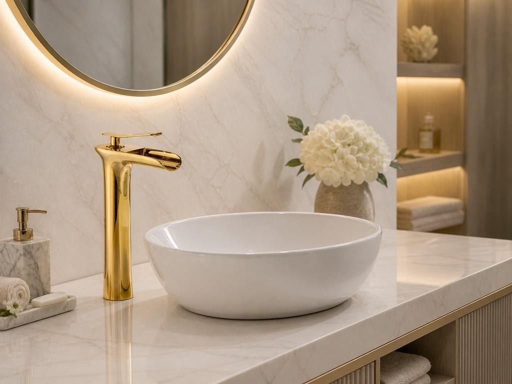 EDGE UZUN LAVABO BATARYASI PARLAK ALTIN