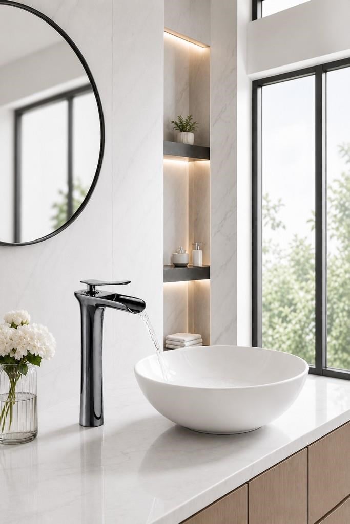 EDGE UZUN LAVABO BATARYASI PARLAK PARLAK-FÜME