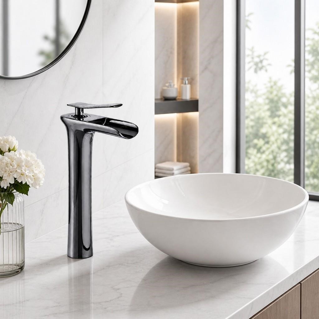 EDGE UZUN LAVABO BATARYASI PARLAK PARLAK-FÜME