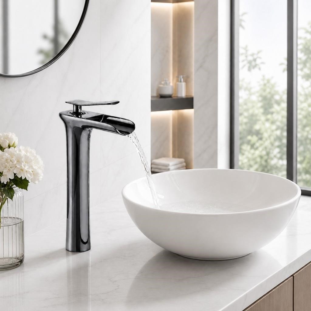 EDGE UZUN LAVABO BATARYASI PARLAK PARLAK-FÜME