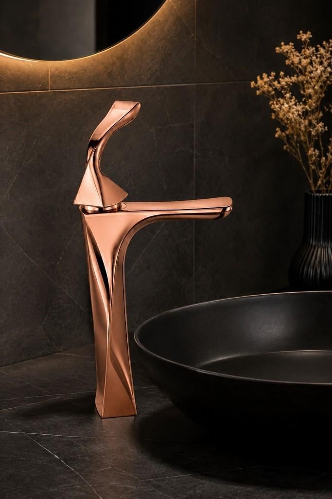 FEXO UZUN LAVABO BATARYASI PARLAK ROSE