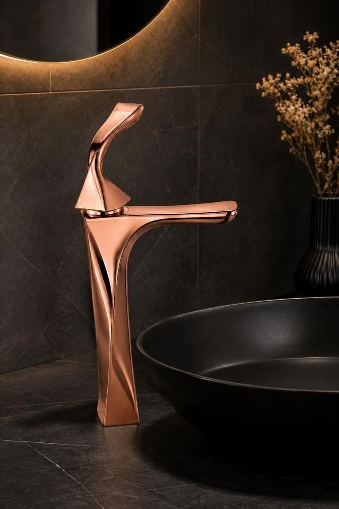 FEXO UZUN LAVABO BATARYASI PARLAK ROSE