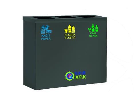GERİ DÖNÜŞÜM KUTUSU 3LÜ İÇ KOVALI 30*70*90CM