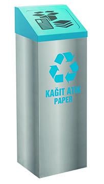 GERİ DÖNÜŞÜM KUTUSU PASL. YAYLI KAPAK 28*24*72CM
