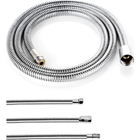 MİX EVYE SPİRAL HORTUMU + PASLANMAZ KROM + ÇİFT KENETLİ - 3/8 1/2 K 200 cm