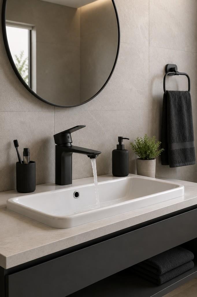 MODA KISA LAVABO BATARYASI MAT SIYAH