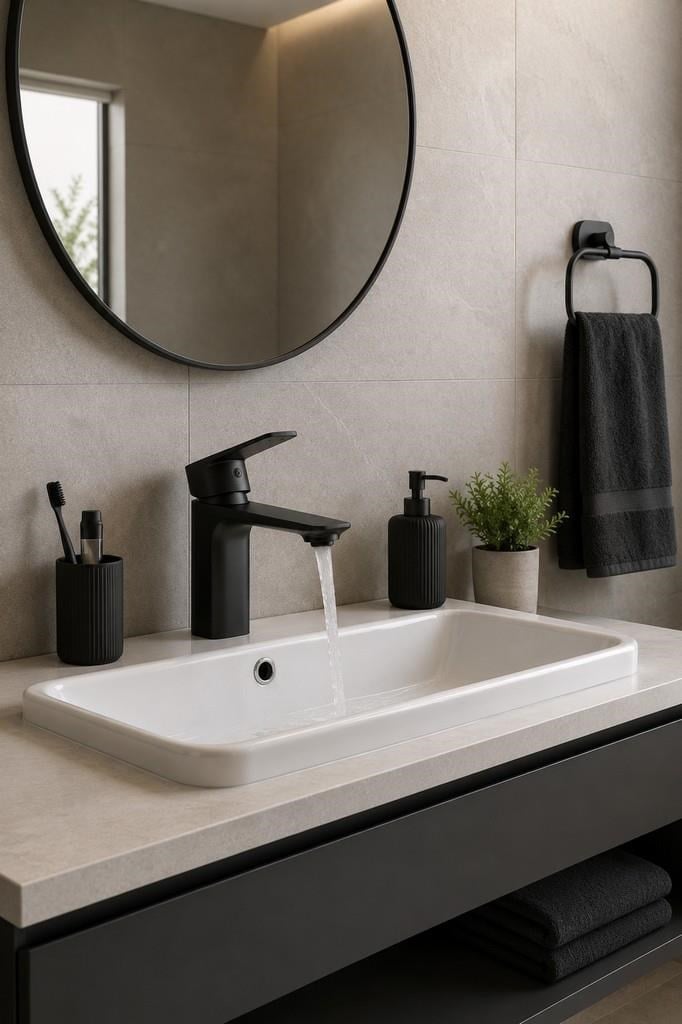 MODA KISA LAVABO BATARYASI MAT SIYAH