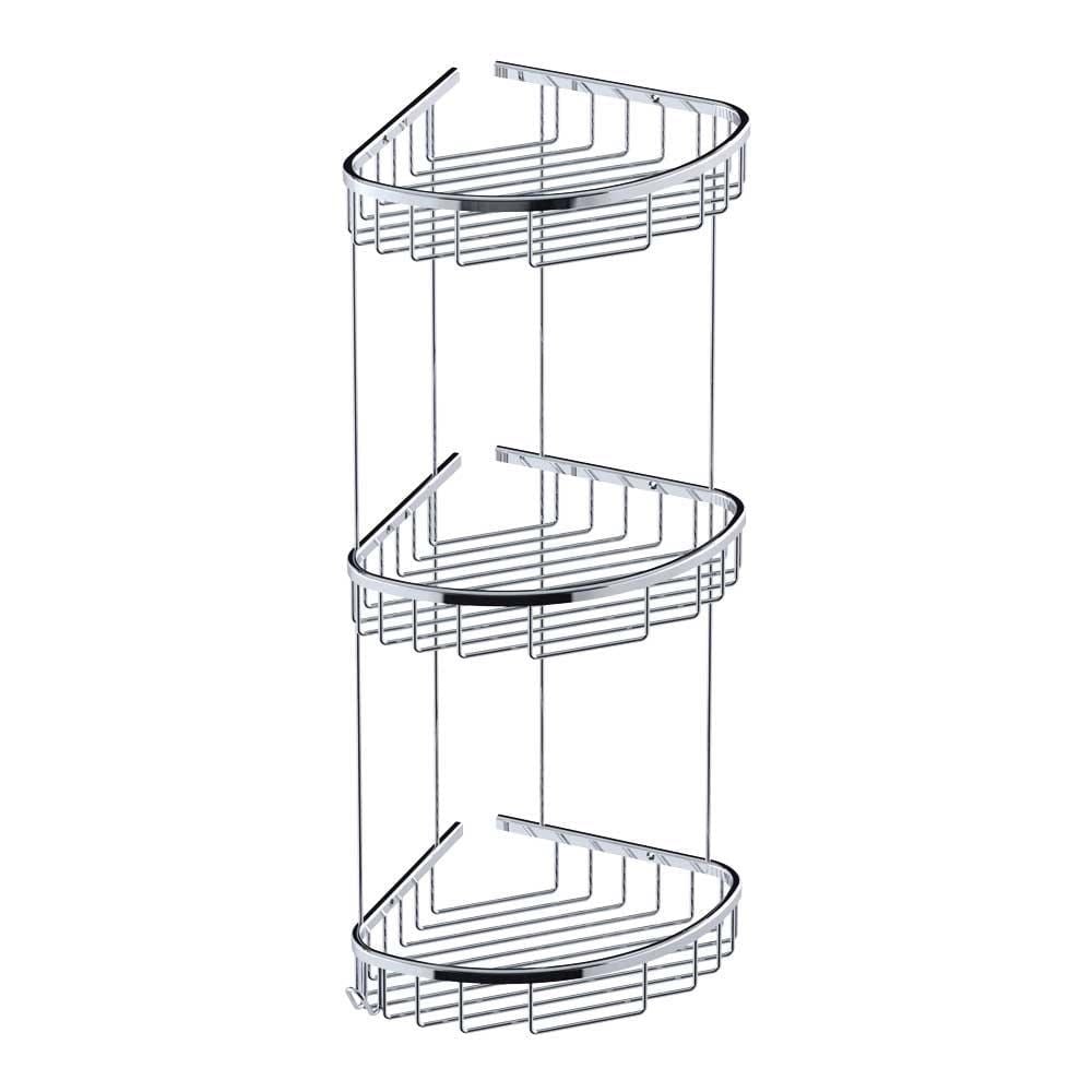 Paslanmaz Pirinç Üçlü Oval Şampuanlık Krom 18X18