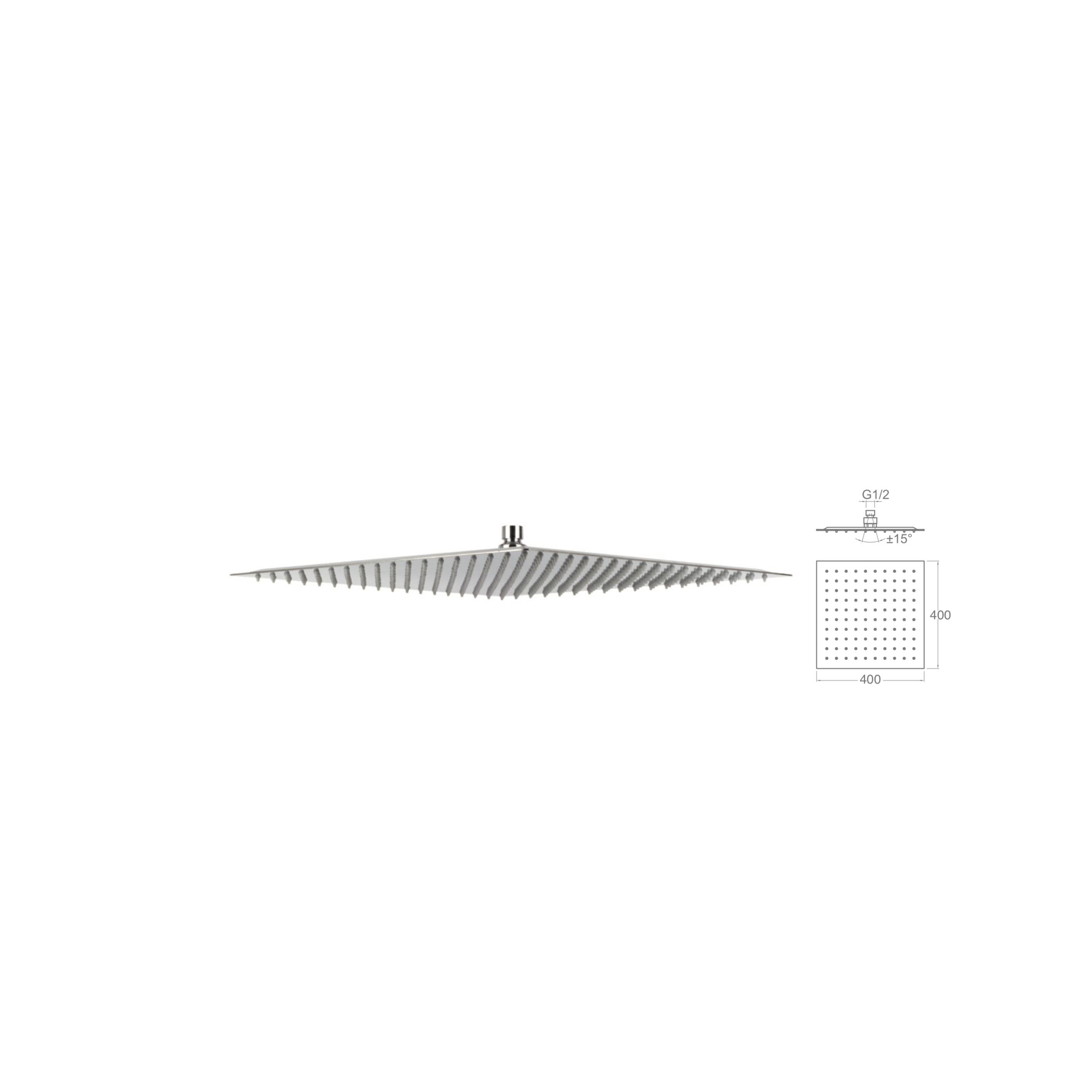 SLİM 304 PASLANMAZ METAL TEPE DUŞU-400X400MM SUS 304