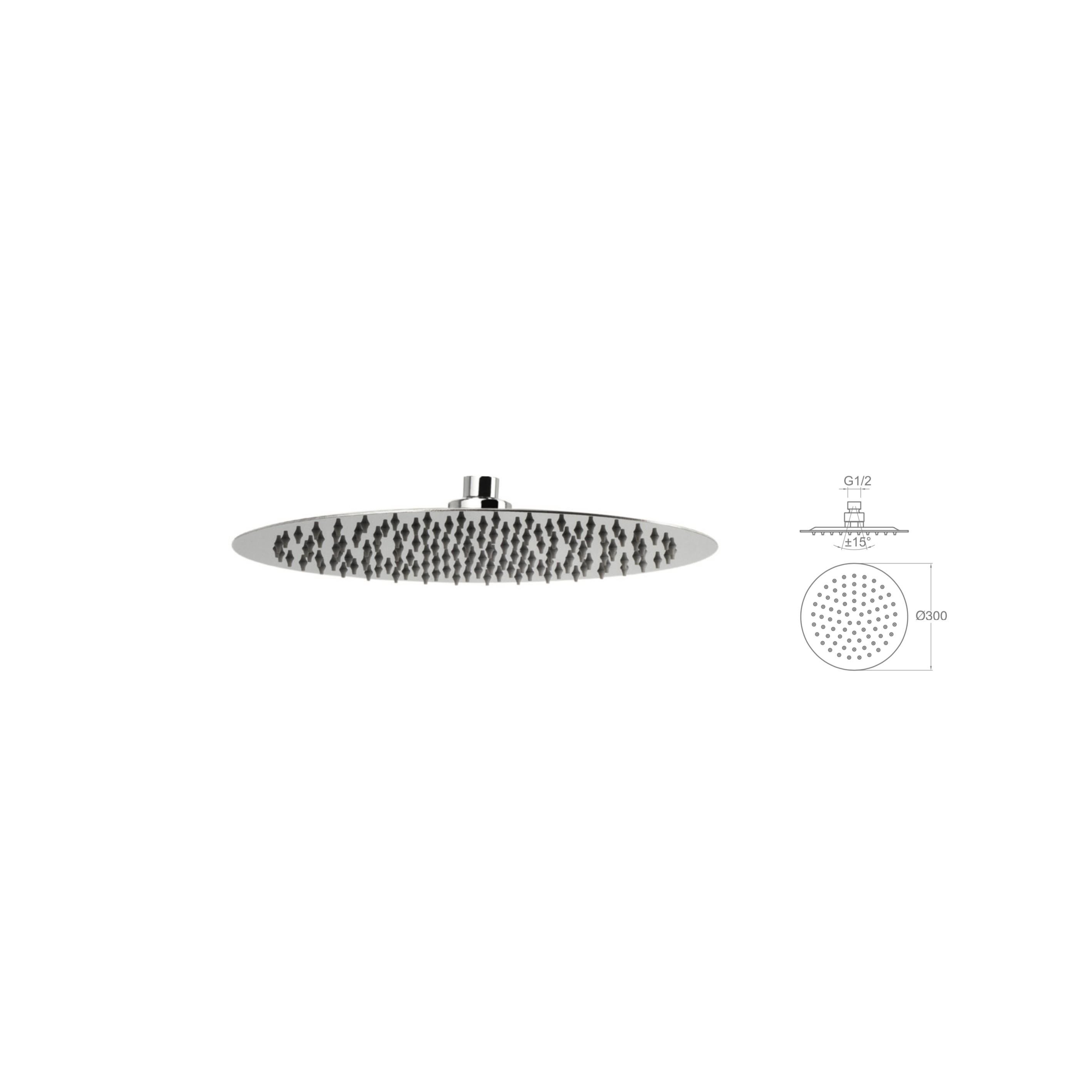 SLİM 304 PASLANMAZ METAL YUVARLAK TEPE DUŞU Ø300MM SUS 304 