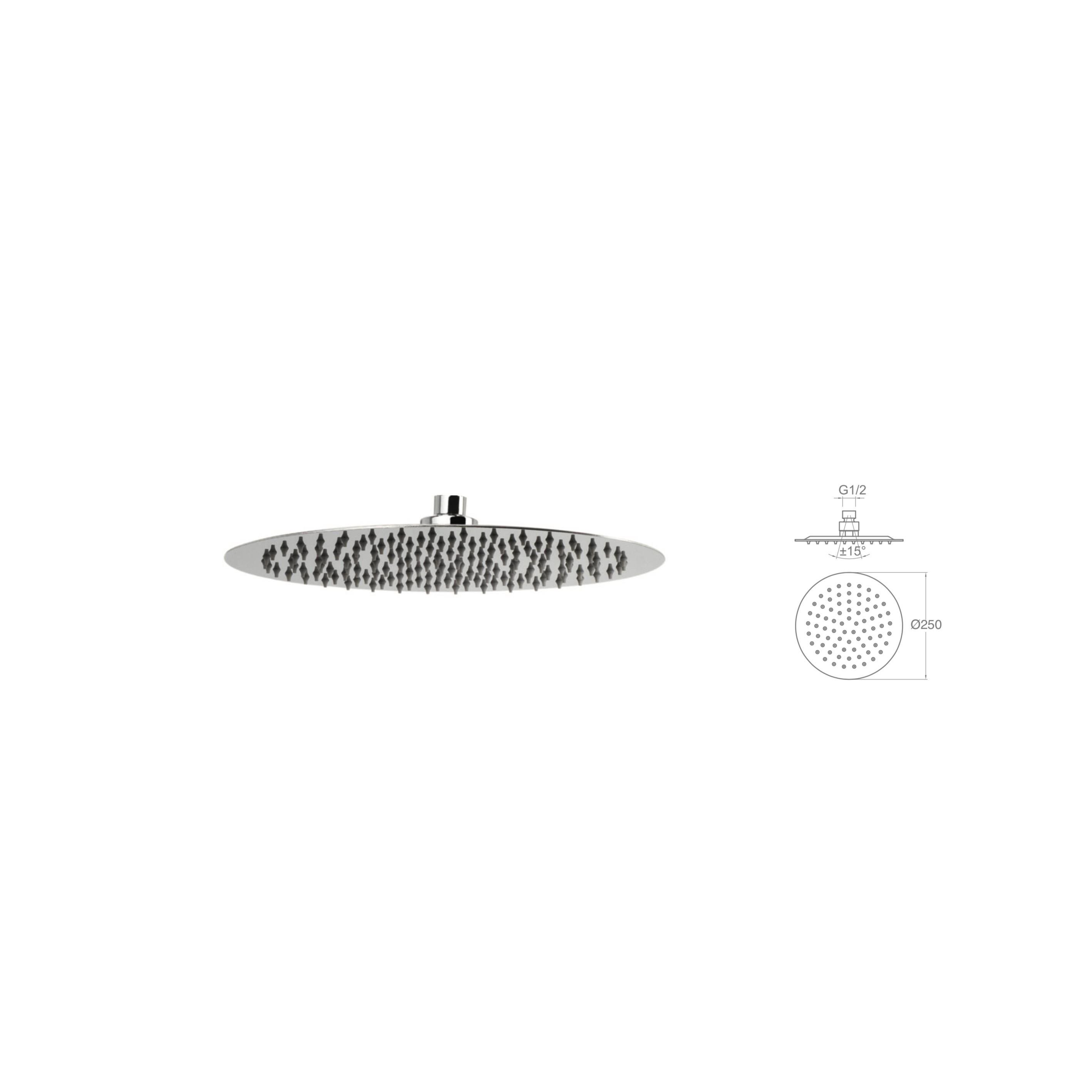 SLİM 304 PASLANMAZ METAL YUVARLAK TEPE DUŞU Ø250MM SUS 304 